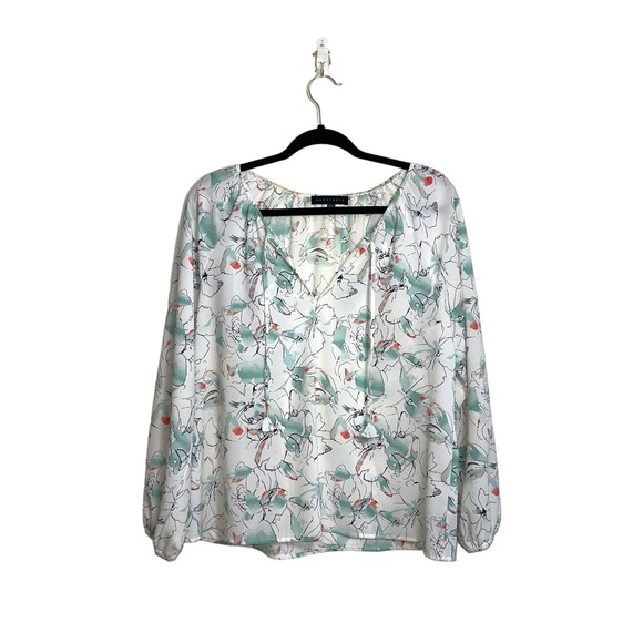 Sanctuary White & Mint Green Floral Print Split Neck Blouse Small Women’s - Picture 11 of 11